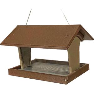 imageDutchCrafters Plastic Poly Hanging Hopper Bird Feeder Large Capacity Silo Bird Feeder AllWeather Feeding Station for Outdoors  Amish Made in USA Turf Green ampamp Cherry WoodTudor Brown  Weathered Wood