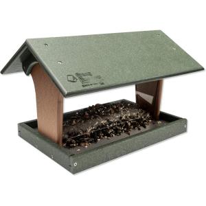 imageDutchCrafters Plastic Poly Hanging Hopper Bird Feeder Large Capacity Silo Bird Feeder AllWeather Feeding Station for Outdoors  Amish Made in USA Turf Green ampamp Cherry WoodTurf Green  Cedar