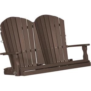 imageDutchCrafters Poly 4 Fanback Adirondack Swing Outdoor Porch Swing Bench for Outside Hanging Porch Swing Outdoor Bench Swing for Porch BlackBrown