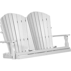 imageDutchCrafters Poly 4 Fanback Adirondack Swing Outdoor Porch Swing Bench for Outside Hanging Porch Swing Outdoor Bench Swing for Porch BlackWhite