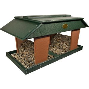imageDutchCrafters Poly Post Mount Extra Large Double Hopper Bird Feeder Outdoor Wild Bird Feeder for Outside USA Amish Made Turf Green ampamp WeatherwoodTurf Green  Cedar