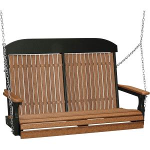 imageLuxCraft 4 Poly High Back Classic Porch Swing Made with Recycled Plastics  Made in USA Dove Gray ampamp BlackAntique Mahogany  Black