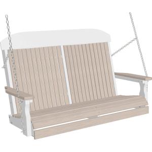imageLuxCraft 4 Poly High Back Classic Porch Swing Made with Recycled Plastics  Made in USA Dove Gray ampamp BlackBirch  White