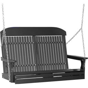 imageLuxCraft 4 Poly High Back Classic Porch Swing Made with Recycled Plastics  Made in USA Dove Gray ampamp BlackBlack