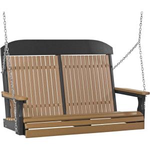 imageLuxCraft 4 Poly High Back Classic Porch Swing Made with Recycled Plastics  Made in USA Dove Gray ampamp BlackCedar  Black