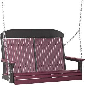 imageLuxCraft 4 Poly High Back Classic Porch Swing Made with Recycled Plastics  Made in USA Dove Gray ampamp BlackCherrywood  Black