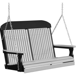 imageLuxCraft 4 Poly High Back Classic Porch Swing Made with Recycled Plastics  Made in USA Dove Gray ampamp BlackDove Gray  Black