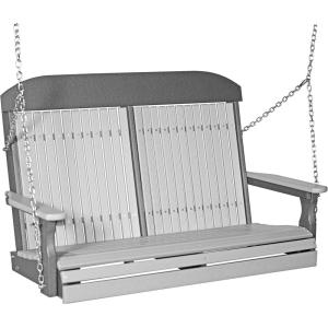 imageLuxCraft 4 Poly High Back Classic Porch Swing Made with Recycled Plastics  Made in USA Dove Gray ampamp BlackDove Gray  Slate