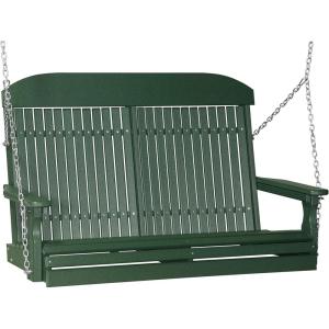 imageLuxCraft 4 Poly High Back Classic Porch Swing Made with Recycled Plastics  Made in USA Dove Gray ampamp BlackGreen