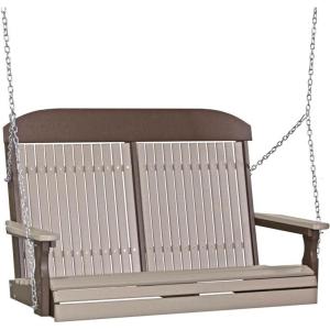 imageLuxCraft 4 Poly High Back Classic Porch Swing Made with Recycled Plastics  Made in USA Dove Gray ampamp BlackWeatherwood  Chestnut Brown