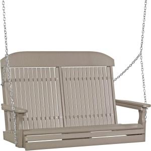 imageLuxCraft 4 Poly High Back Classic Porch Swing Made with Recycled Plastics  Made in USA Dove Gray ampamp BlackWeatherwood