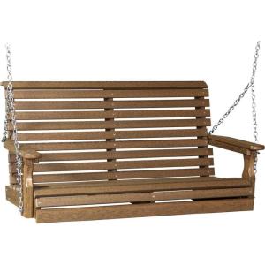 imageLuxCraft 4 Poly Rollback Plain Porch Swing Made with Recycled Plastics  Made in USA Chestnut BrownAntique Mahogany