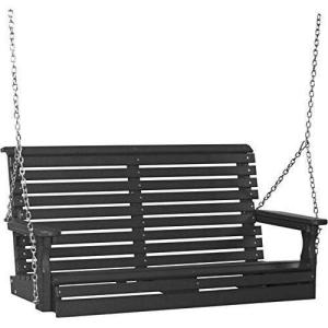imageLuxCraft 4 Poly Rollback Plain Porch Swing Made with Recycled Plastics  Made in USA Chestnut BrownBlack