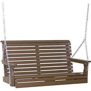 imageLuxCraft 4 Poly Rollback Plain Porch Swing Made with Recycled Plastics  Made in USA Chestnut BrownChestnut Brown