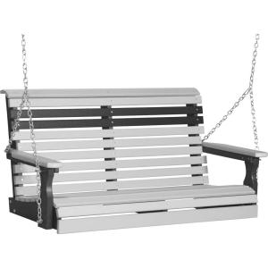 imageLuxCraft 4 Poly Rollback Plain Porch Swing Made with Recycled Plastics  Made in USA Chestnut BrownDove Gray  Black