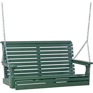imageLuxCraft 4 Poly Rollback Plain Porch Swing Made with Recycled Plastics  Made in USA Chestnut BrownGreen