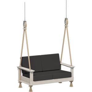 imageLuxCraft Poly Lanai Deep Seat 2 Person Loveseat Outdoor Sofa Swing Bench for Outside Patio Front Porch Yard with Padded Cushions  USA Amish Made Weatherwood Spectrum Dove FabricBirch  Spectrum Carbon Fabric