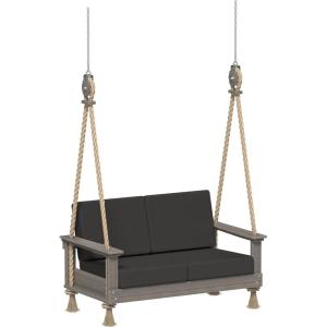 imageLuxCraft Poly Lanai Deep Seat 2 Person Loveseat Outdoor Sofa Swing Bench for Outside Patio Front Porch Yard with Padded Cushions  USA Amish Made Weatherwood Spectrum Dove FabricCoastal Gray  Spectrum Carbon Fabric