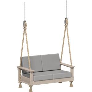 imageLuxCraft Poly Lanai Deep Seat 2 Person Loveseat Outdoor Sofa Swing Bench for Outside Patio Front Porch Yard with Padded Cushions  USA Amish Made Weatherwood Spectrum Dove FabricWeatherwood  Spectrum Dove Fabric