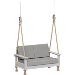 imageLuxCraft Poly Lanai Deep Seat 2 Person Loveseat Outdoor Sofa Swing Bench for Outside Patio Front Porch Yard with Padded Cushions  USA Amish Made Weatherwood Spectrum Dove FabricDove Gray  Spectrum Dove Fabric