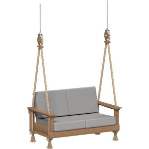 imageLuxCraft Poly Lanai Deep Seat 2 Person Loveseat Outdoor Sofa Swing Bench for Outside Patio Front Porch Yard with Padded Cushions  USA Amish Made Weatherwood Spectrum Dove FabricAntique Mahogany  Spectrum Dove Fabric