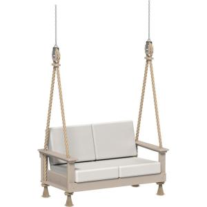 imageLuxCraft Poly Lanai Deep Seat 2 Person Loveseat Outdoor Sofa Swing Bench for Outside Patio Front Porch Yard with Padded Cushions  USA Amish Made Weatherwood Spectrum Dove FabricWeatherwood  Canvas Fabric