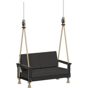 imageLuxCraft Poly Lanai Deep Seat 2 Person Loveseat Outdoor Sofa Swing Bench for Outside Patio Front Porch Yard with Padded Cushions  USA Amish Made Weatherwood Spectrum Dove FabricSlate  Spectrum Carbon Fabric