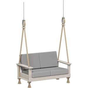 imageLuxCraft Poly Lanai Deep Seat 2 Person Loveseat Outdoor Sofa Swing Bench for Outside Patio Front Porch Yard with Padded Cushions  USA Amish Made Weatherwood Spectrum Dove FabricBirch  Spectrum Dove Fabric