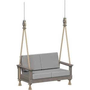 imageLuxCraft Poly Lanai Deep Seat 2 Person Loveseat Outdoor Sofa Swing Bench for Outside Patio Front Porch Yard with Padded Cushions  USA Amish Made Weatherwood Spectrum Dove FabricCoastal Gray  Spectrum Dove Fabric