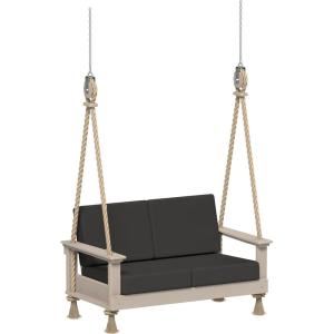 imageLuxCraft Poly Lanai Deep Seat 2 Person Loveseat Outdoor Sofa Swing Bench for Outside Patio Front Porch Yard with Padded Cushions  USA Amish Made Weatherwood Spectrum Dove FabricWeatherwood  Spectrum Carbon Fabric