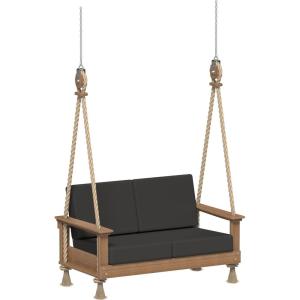 imageLuxCraft Poly Lanai Deep Seat 2 Person Loveseat Outdoor Sofa Swing Bench for Outside Patio Front Porch Yard with Padded Cushions  USA Amish Made Weatherwood Spectrum Dove FabricAntique Mahogany  Spectrum Carbon Fabric