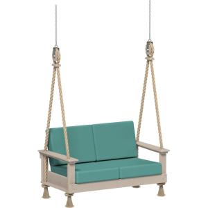 imageLuxCraft Poly Lanai Deep Seat 2 Person Loveseat Outdoor Sofa Swing Bench for Outside Patio Front Porch Yard with Padded Cushions  USA Amish Made Weatherwood Spectrum Dove FabricWeatherwood  Cast Breeze Fabric