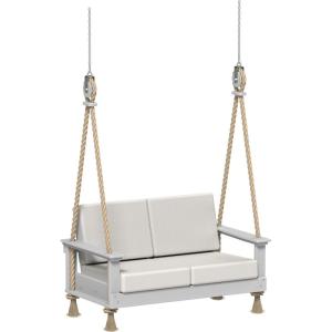 imageLuxCraft Poly Lanai Deep Seat 2 Person Loveseat Outdoor Sofa Swing Bench for Outside Patio Front Porch Yard with Padded Cushions  USA Amish Made Weatherwood Spectrum Dove FabricDove Gray  Canvas Fabric