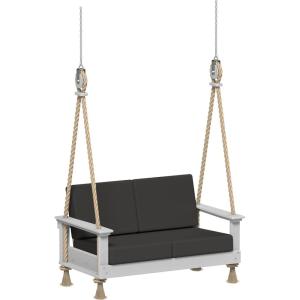 imageLuxCraft Poly Lanai Deep Seat 2 Person Loveseat Outdoor Sofa Swing Bench for Outside Patio Front Porch Yard with Padded Cushions  USA Amish Made Weatherwood Spectrum Dove FabricDove Gray  Spectrum Carbon Fabric