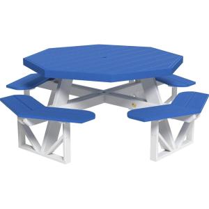 imageLuxCraft Poly Octagon Picnic Table  Outside Table for Adults ampamp Kids Seats 8 UV Resistant and Heavy Duty Durable Outdoor Furniture Amish Made in USA Cedar ampamp BlackBlue  White