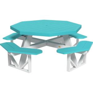 imageLuxCraft Poly Octagon Picnic Table  Outside Table for Adults ampamp Kids Seats 8 UV Resistant and Heavy Duty Durable Outdoor Furniture Amish Made in USA Cedar ampamp BlackAruba Blue  White