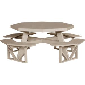 imageLuxCraft Poly Octagon Picnic Table  Outside Table for Adults ampamp Kids Seats 8 UV Resistant and Heavy Duty Durable Outdoor Furniture Amish Made in USA Cedar ampamp BlackWeatherwood