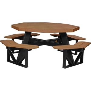 imageLuxCraft Poly Octagon Picnic Table  Outside Table for Adults ampamp Kids Seats 8 UV Resistant and Heavy Duty Durable Outdoor Furniture Amish Made in USA Cedar ampamp BlackAntique Mahogany  Black