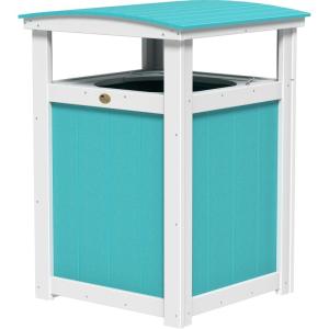 imageLuxCraft Poly Outdoor Trash Can Garbage Can Outdoor  Durable All Weather Commercial Trash Can ampamp Residential Outdoor Trash Bin for Patio Pool Park Business and Personal Dove Gray ampamp BlackAruba Blue  White