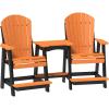 imageLuxCraft Poly TeteaTete Patio Table and Counter Height Balcony Chairs with Umbrella Hole Weatherproof Outdoor Patio Furniture Set for Outside  Amish Made in USA Tangerine ampamp WhiteTangerine  Black