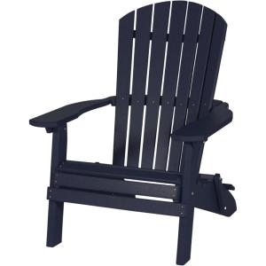imageDutchCrafters Adirondack Folding Chair with Arms Handcrafted from Recycled Plastic Poly Lumber Portable and Easy Storage for Outdoor Patio Garden Camping Outdoor Furniture Weatherwood ampamp BlackPatriot Blue