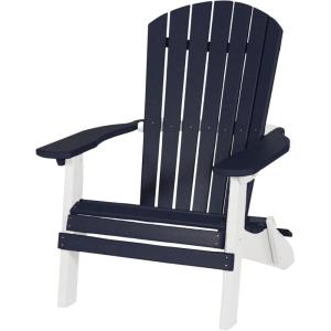 imageDutchCrafters Adirondack Folding Chair with Arms Handcrafted from Recycled Plastic Poly Lumber Portable and Easy Storage for Outdoor Patio Garden Camping Outdoor Furniture Weatherwood ampamp BlackPatriot Blue  White