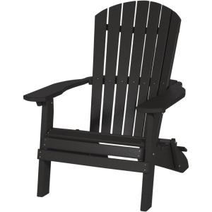 imageDutchCrafters Adirondack Folding Chair with Arms Handcrafted from Recycled Plastic Poly Lumber Portable and Easy Storage for Outdoor Patio Garden Camping Outdoor Furniture Weatherwood ampamp BlackBlack