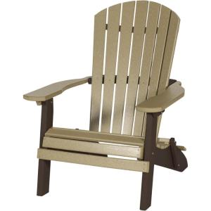 imageDutchCrafters Adirondack Folding Chair with Arms Handcrafted from Recycled Plastic Poly Lumber Portable and Easy Storage for Outdoor Patio Garden Camping Outdoor Furniture Weatherwood ampamp BlackWeatherwood  Brown