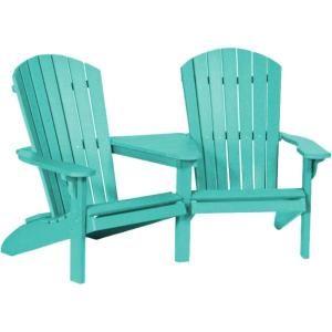 imageDutchCrafters HDPE Poly Fan Back Settee Adirondack TeteaTete Chair for Two Double Seat for Outdoor Patio Balcony Deck Garden Porch and Outdoor Furniture RedTurquoise Blue