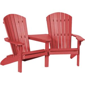imageDutchCrafters HDPE Poly Fan Back Settee Adirondack TeteaTete Chair for Two Double Seat for Outdoor Patio Balcony Deck Garden Porch and Outdoor Furniture RedRed