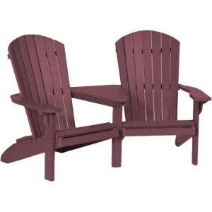 imageDutchCrafters HDPE Poly Fan Back Settee Adirondack TeteaTete Chair for Two Double Seat for Outdoor Patio Balcony Deck Garden Porch and Outdoor Furniture RedBurgundy