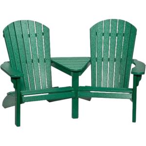 imageDutchCrafters HDPE Poly Fan Back Settee Adirondack TeteaTete Chair for Two Double Seat for Outdoor Patio Balcony Deck Garden Porch and Outdoor Furniture RedGreen