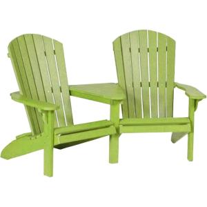 imageDutchCrafters HDPE Poly Fan Back Settee Adirondack TeteaTete Chair for Two Double Seat for Outdoor Patio Balcony Deck Garden Porch and Outdoor Furniture RedLime Green