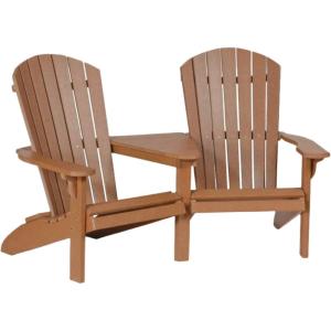 imageDutchCrafters HDPE Poly Fan Back Settee Adirondack TeteaTete Chair for Two Double Seat for Outdoor Patio Balcony Deck Garden Porch and Outdoor Furniture RedCedar